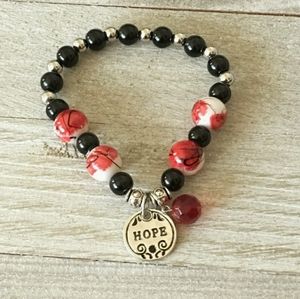 Hope charm bracelet red and black